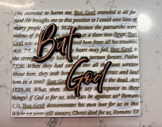 But God Bible Verse Wooden Sign | Christian Home Decor | Scripture Wall Art | Inspirational Laser Engraved Wood Plaque | Faith-Based Gift