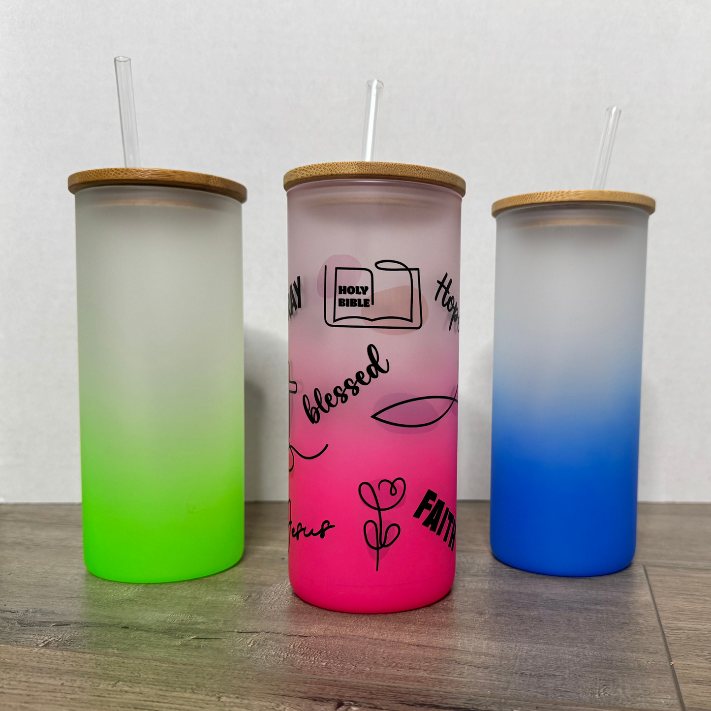 Faith - Hope - Love - Frosted Glass Tumbler (20 oz)