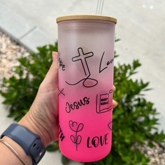 Faith - Hope - Love - Frosted Glass Tumbler (20 oz)
