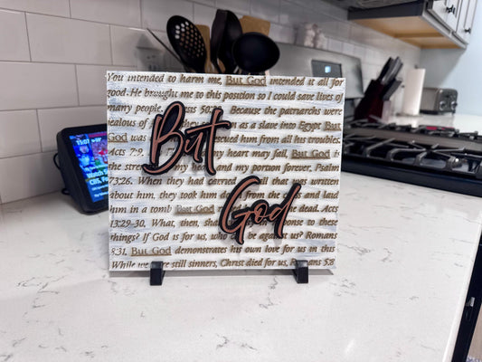 But God Bible Verse Wooden Sign | Christian Home Decor | Scripture Wall Art | Inspirational Laser Engraved Wood Plaque | Faith-Based Gift